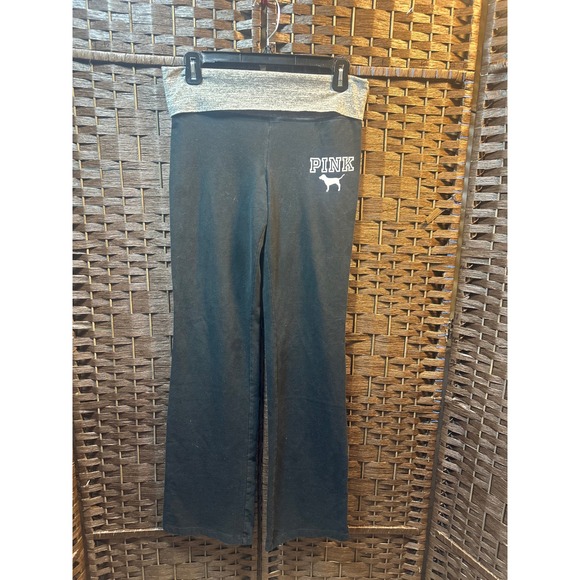 PINK Victoria's Secret Yoga Fold Over Waistband Flare Leggings Womens Small - Picture 1 of 7